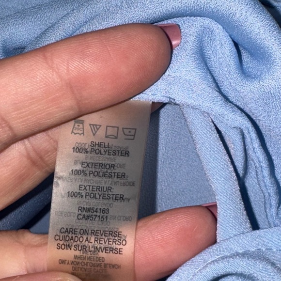 Like New Calvin Klein Blue V neck  blouse with detailed bell sleeves - Picture 3 of 5